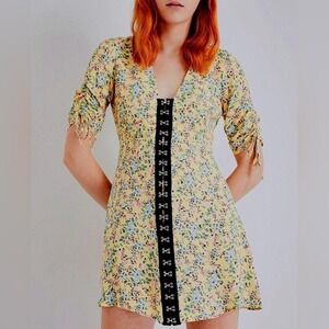 Top Shop Floral Boho Mod Hook Front Mini Dress